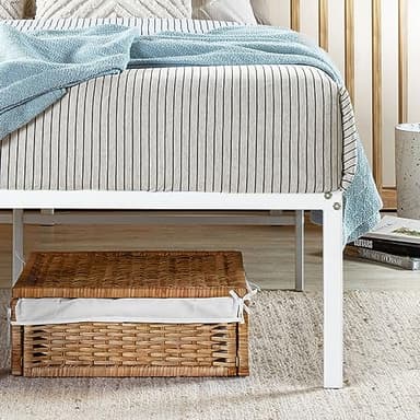 Best Price Mattress 18 Inch Metal Platform Bed Frame, Heavy Duty Steel Slats, White, Full - Image 5