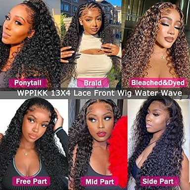 13x4 Lace Front Wigs Human Hair Pre Plucked 180 Density Brazilian Wet and Wavy Human Hair Wigs for Black Women Glueless Curly Lace Frontal Wig Natural Color (22 Inch) - Image 5