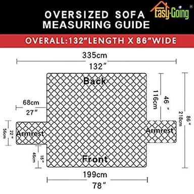 Easy-Going Reversible Oversized Couch Cover for 3 Cushion Couch Sofa Cover for Dogs Water Resistant Furniture Protector Cover with Foam Sticks for Pet (Oversized Sofa, Light Gray/Ivory) - Image 7