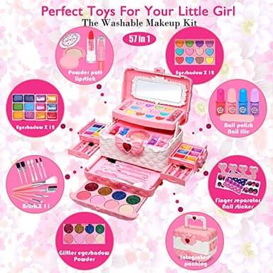 Kids Makeup Sets for Girls - Kids Makeup Sets for Girls 5-8, Maquillaje para Niñas, Play Make Up Kit, Best Toys for Little Girl,Princess Toddler Kid Stuff, Ages 3456789 10 Year Old Girl Birthday Gifts - Image 3