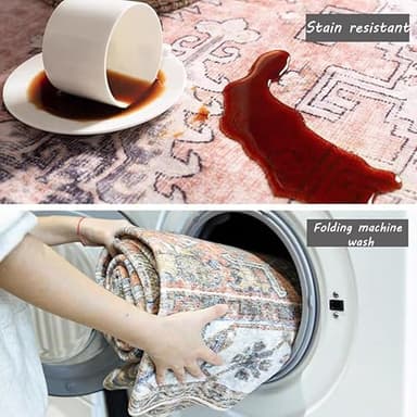 CHAMPLANT Area Rug 8x10 Washable Rug Brown Vintage Traditional Mat Distressed Indoor Foldable Thin Retro Accent Floral Non Slip Carpet Living Room Dining Room Office - Image 5