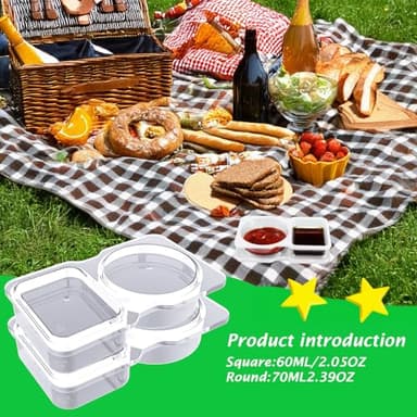 JEFBURCH 16Pcs Double Compartment Snack Containers, Reusable with Lid, 2 Compartment Lunch Box, Travel Size Condiments, Sauce Containers - Image 4