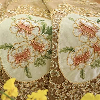 SLOW SOUL Set of 2 Panels Embroidered Flowers 80% Blackout Curtains for Living Room Bedroom Dining Room Curtains High-end Chenille Curtain Grommet Top Brown Cloth 49W X 90L inch - Image 4