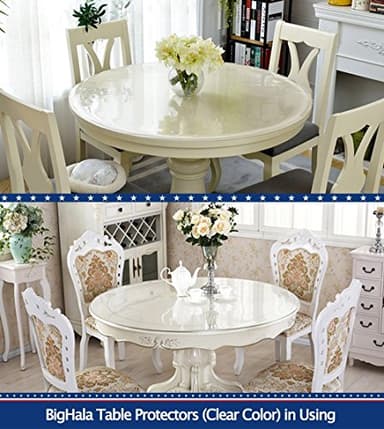 Round Clear Plastic Table Protector Cover Pad Thick Wipeable PVC Vinyl Tablecloth Furniture PVC Protective Desktop Liner Cover Waterproof Dining Tabletop Protection Desk Top Pad 36 Inch Diameter Round - Image 8