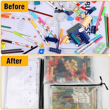 24pcs Large Mesh Zipper Pouch File Bags YOPCDJ Reusable Zippered Pouches for Organizing Classroom, Board Game Storage, Puzzle Bags Black - Image 4