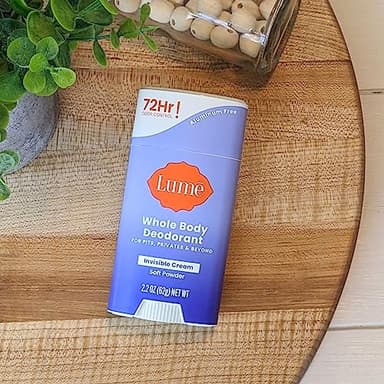 Lume Whole Body Deodorant - Invisible Cream Stick - 72 Hour Odor Control - Aluminum Free, Baking Soda Free, Skin Safe - 2.2 Ounce (Pack of 2) (Soft Powder) - Image 9