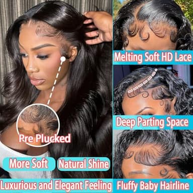 KUKAO 30 Inch Body Wave Lace Front Wigs Human Hair 13x6 HD Lace Front Wigs Human Hair Glueless Wig Pre Plucked with Baby Wigs for Women 180 Density Body Wave Wig - Image 4