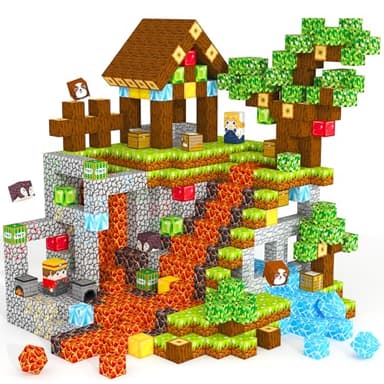 Magnetic Blocks, Magnetic Tiles Building Blocks, Magnet Cubes Toddler Kids Toys, Sensory STEM Toys for 3-5 4-6 5-7 6-8 Year Old Boys Girls Easter Birthday Gifts Travel Outdoor Kids Games (0.8IN/2CM) - Image 1