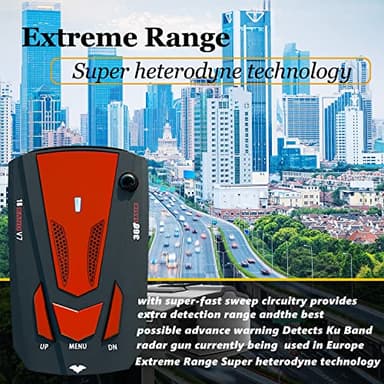 V7 Radar Detector for Cars with Long Range Detection, Led Display, Mute Memory, City/Highway Mode, Ideal Detector Gifts for Cars (Red) - Image 4