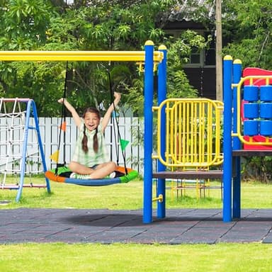 Sorbus 24" Saucer Tree Swing for Kids- 220lbs Outdoor Swing Fun- Tree Glider Therapy Swing-Durable Multi-Strand Adjustable Ropes Swing Seat- Trampoline Net Swing for Indoor/Outdoor, Accessory Included - Image 2