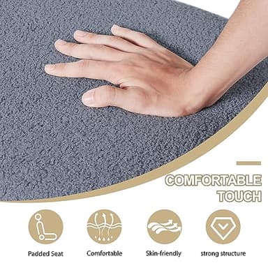 VECELO Faux Fur Comfy Height Adjustable Swivel Armless Home Office Sherpa Chair with Wheels, for Bedrooms/Makeup Room/Living Room, Grey - Image 5