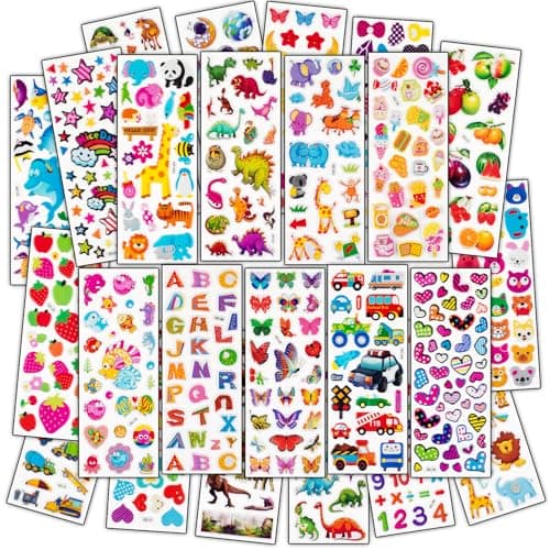 Habett 3D Stickers for Kids & Toddlers, 500+ 3D Puffy Stickers Including Animals, Letters, Numbers, Dinosaurs, Cars and More for Boys, Girls, Teachers, Reward, Craft Scrapbooking - Image 1