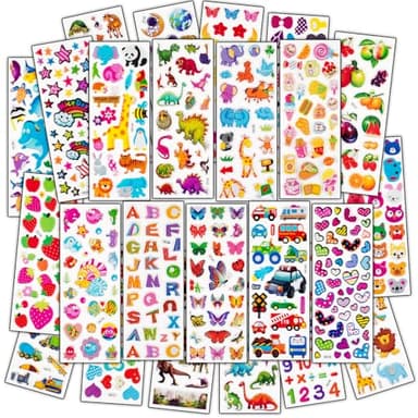 Habett 3D Stickers for Kids & Toddlers, 500+ 3D Puffy Stickers Including Animals, Letters, Numbers, Dinosaurs, Cars and More for Boys, Girls, Teachers, Reward, Craft Scrapbooking - Image 1