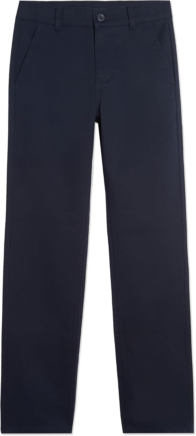 Nautica Boys' School Uniform Twill Chino Khaki Pants, Flat Front, Comfortable Waistband with Zip Closure & Stretch - Image 1