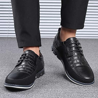 Mens Dress Shoes Black Casual Business Oxford Derby Orthopedic Leather Shoes Simple Lace-up Walk Loafers Flats for Men - Image 7