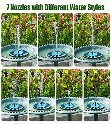 GAIZERL Solar Fountain Bird Bath Fountains Upgraded 100% Glass Panel, Solar Powered Water Fountain Pump with 8 Nozzle & 4 Fixer for Garden, Pond, Pool, Patio, Outdoor - No Battery Needed - Image 3