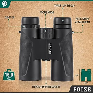 Binoculars for Adults, 12x42 Waterproof and Durable Binoculars with Multi-Coated Optics and Protective Rubber Armor, Lightweight Binocular for Bird Watching, Travel, Outdoor Sports, Hunting - Image 2