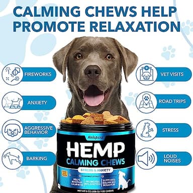 Hemp Calming Chews for Dogs with Anxiety and Stress - Anxiety Relief Chews for Storms, Fireworks, Thunder, Barking, Separation - Valerian, L-Tryptophan, Hemp Oil - Peking Duck- 120 Dog Calming Treats - Image 2