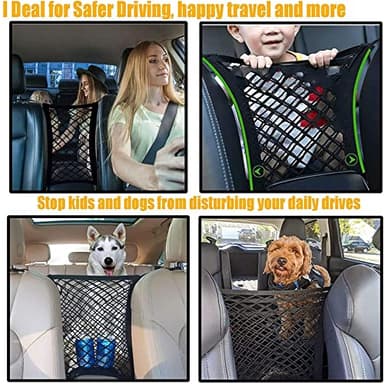 DYKESON Dog Car Net Barrier Pet Barrier with Auto Safety Mesh Organizer Baby Stretchable Storage Bag Universal for Cars, SUVs -Easy Install, Car Divider for Driving Safely with Children & Pets - Image 3