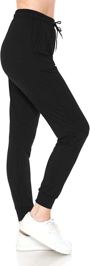 Leggings Depot Women's Jogger Track Cuff Sweatpants with Pockets for Yoga, Workout - Image 1