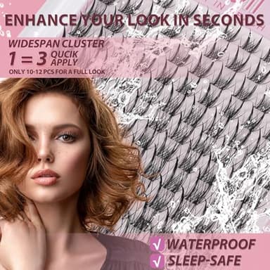 uCoolMe Lash Clusters Kit Wispy Individual Lashes Natural Eyelash Clusters Kit C Curl - WideSpan Spiky Lashes Ultra-Thin Invisible Lash Band Lash Bond and Seal DIY at Home (Aphrodite Kit) - Image 4