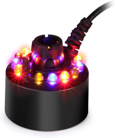 AGPTEK Mist Maker Fogger Water Fountain Pond Fog Machine Atomizer Air Humidifier with 12 LED Light Color Change for Office Home Room Car, Black - Image 2