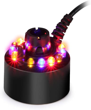 AGPTEK Mist Maker Fogger Water Fountain Pond Fog Machine Atomizer Air Humidifier with 12 LED Light Color Change for Office Home Room Car, Black - Image 1