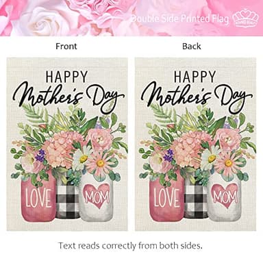 CROWNED BEAUTY Mothers Day Garden Flag 12X18 Inches Small Double Sided Love Mom Floral Mason Jar Flag for Outside Yard (Pink-Mother's Day, 12"X18") - Image 5