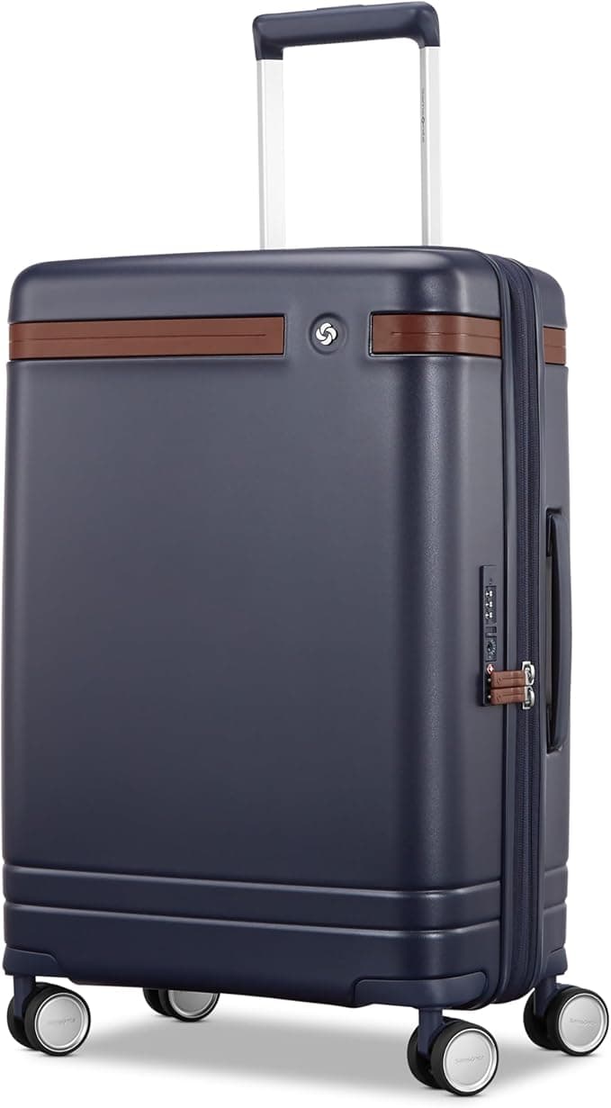 Virtuosa Hardside 21 Inch Carry On Luggage - Airline Approved with 360° Spinner Wheels, RightHeight™ Adjustable Handle - Zippered WetPak™ - TSA Lock - Expandable Light Polycarbonate Shell - Navy - Image 1