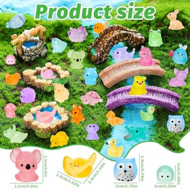 200pcs Luminous Mini Resin Animals 30 Types Miniature Resin Animal Figurines to Hide Bulk Glow in The Dark Tiny Ducks Frogs Small Cat Bunnies for Fairy Garden Micro Landscape Dollhouse Accessories - Image 2