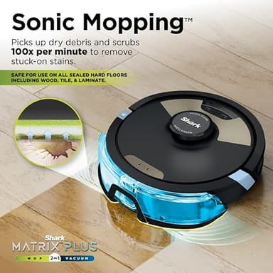 Shark Robot Vacuum & Mop Combo, Powerful Suction, Matrix Plus, 60-Day Debris Capacity, HEPA Bagless Self Empty Base, Sonic Mopping, Home Mapping for Pet Hair - Carpets & Hardfloor, AV2610WA - Image 3