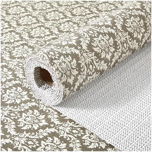ALIUNI Drawer and Shelf Liner, Non-Slip Kitchen Cabinet Liners Non-Adhesive Thick Strong Grip Waterproof Washable Mats Protect Dresser Shelves Cupboard Bathroom Cabinets, Boho: Beige, 18 in X 30 FT - Image 1