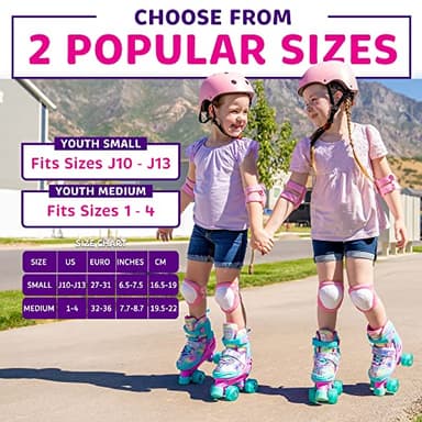 Xino Sports Adjustable Roller Skates for Girls - Fun Illuminating LED Light-Up Wheels, Comfortable Design for Indoor & Outdoor Use (Rainbow, Small - J10-J13) - Image 4