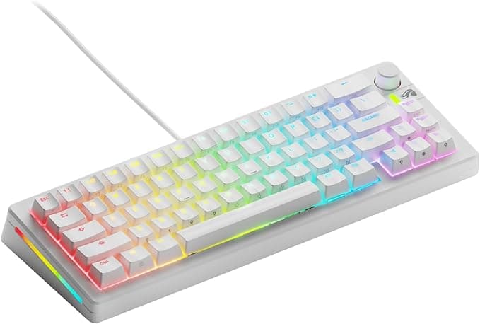 Glorious Gaming - GMMK 3 Custom Mechanical Gaming Keyboard with Knob, 65% Compact Keyboard, Modular Gasket System, Doubleshot PBT Keycaps, Aluminum Switch Plate, Hotswappable Switches, ANSI (White - Image 1