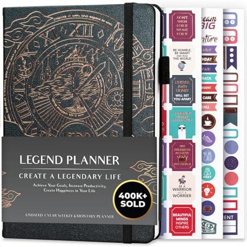 Legend Planner – Weekly & Monthly Life Planner to Hit Your Goals & Live Happier. Organizer Notebook & Productivity Journal. A5 (Mystic Gray) - Image 1