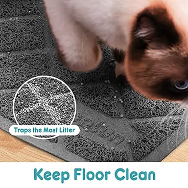 Conlun Cat Litter Mat Litter Trapping Mat, 35" x 23" Premium Durable PVC Grid Mesh with Scatter Control, Non-slip, Less Waste Cat Litter Box Mat, Soft on Kitty’s Paws, Urine Waterproof - Image 2