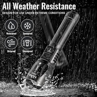 Rechargeable Flashlights 2Pack High Lumens, 5Mode Rechargeable Flashlights with LCD Digital Display, Super Bright Flashlight Adjustable Tactical Flash Light, High Powered LED Flashlight for Emergency - Image 4