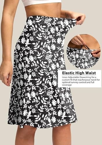 Viodia 25" Knee Length Skorts Skirts for Women with Zipper Pockets Stretchy Modest Aline Midi Skort for Casual Summer Travel - Image 4