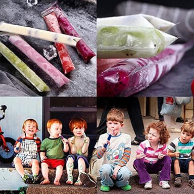 FEBSNOW 200 PCS Pop Bags - Pop Mold Bags with Funnel for Yogurt, Ice Candy, Ice Cream Party Favors (11"x2") - Image 4