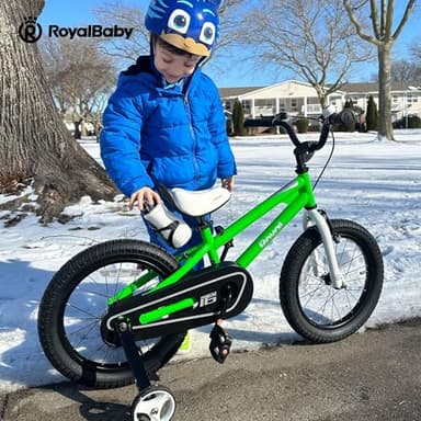RoyalBaby Freestyle Kids Bike Boys Girls 16 Inch BMX Childrens Bicycle with Training Wheels & Kickstand for Ages 4-7 years, Green - Image 7