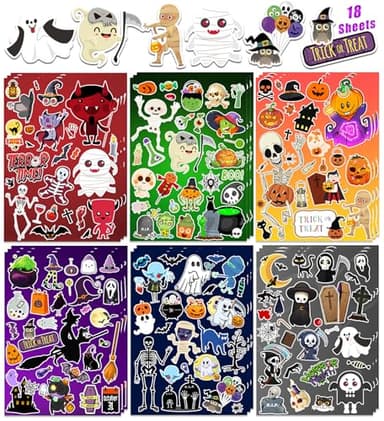 Halloween Stickers & Party Favors - 18 Sheets, 500PCS Vinyl Waterproof Stickers for Kids' Games, Treats & Decorations - Image 3