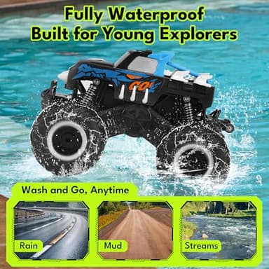 Threeking 1:16 Waterproof Monster Truck Toys RC Cars Amphibious Remote Control Car Trucks 4WD All Terrain Off-Road Pickup Toy for 6 7 8 9 10 11 12 Year Old Boys Girls Kids Gifts Presents - Image 2
