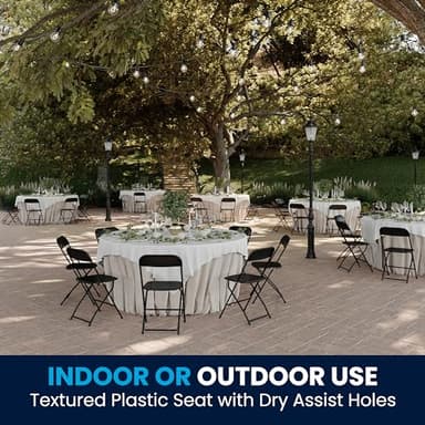 Flash Furniture Hercules Set of 10 Indoor/Outdoor Heavy-Duty Plastic Folding Chairs, Foldable Commercial Stacking Chairs with 650-lb. Static Weight Capacity, Black - Image 4
