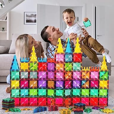 Palano Magnetic Tiles,100PCS Star Magnetic Building Blocks Toy for Ages 3 4 5 6 7 8 9,Magnetic Tiles for Toddlers Gifts,Montessori Toys,STEM Toys Christmas Toy Gift for Kids Boys and Girls - Image 7