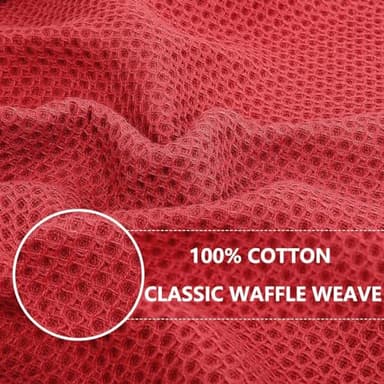 Homaxy 100% Cotton Waffle Weave Kitchen Dish Cloths, Ultra Soft Absorbent Quick Drying Dish Towels, 12 x 12 Inches, 6-Pack, Brick Red - Image 2