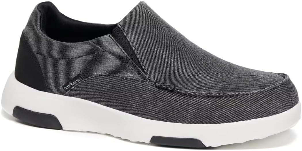 OrthoComfoot Men's Orthopedic Comfortable Slip-On Shoes with Arch Support, Orthotic Loafers for Plantar Fasciitis, Canvas Leisure Vintage Flat Walking Shoes for Foot and Heel Pain Relief - Image 1