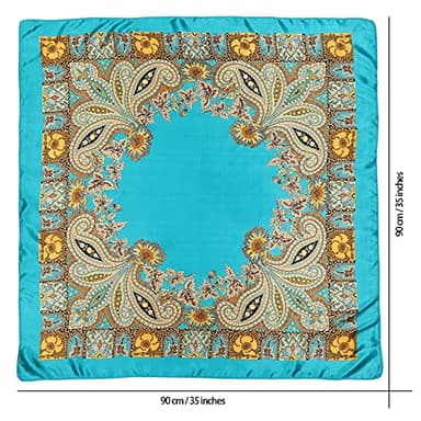 AWAYTR Satin Large Square Head Scarves - 4PCS Silk Like Neck Scarf Lightweight Hair Sleeping Wraps for Women (Cashew(Black/Blue/Camel/Beige)) - Image 2