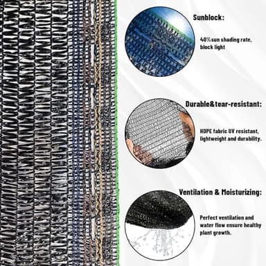 SUNNY GUARD 40% 8x10ft Shade Cloth for Garden, Mesh Tarp, Sunblock Plants Cover for Vegetables, Greenhouse, Raised Bed,Pets,Chicken Coop, Black - Image 9