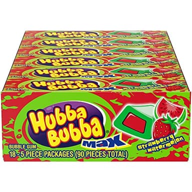 HUBBA BUBBA Bubble Gum Bulk, Chewing Gum Bulk Strawberry Watermelon Flavored, 18 Pack, 5 Pieces, Candy - Image 5