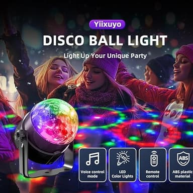Yiixuyo - 2-Piece Set of Party Lights, Voice Controlled Flash with Remote Control, Disco Ball Lights, Family Room Parties, Wedding Bars, KTV Karaoke/New Year's Eve Halloween Christmas Decorations. - Image 5